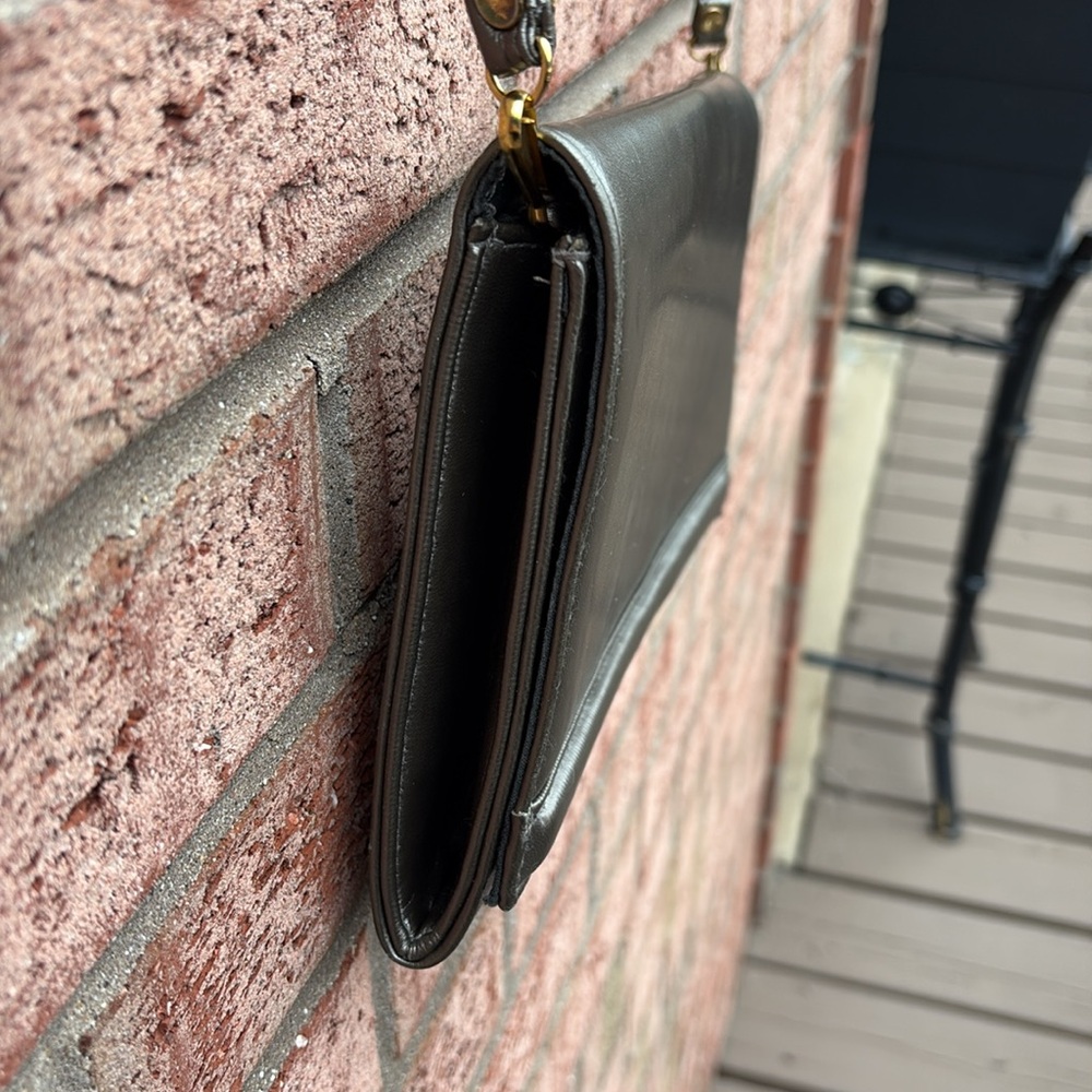 Vintage Ande Bronze Pewter Metallic Crossbody Clutch Bag Removable Strap Vintage - Picture 5 of 15